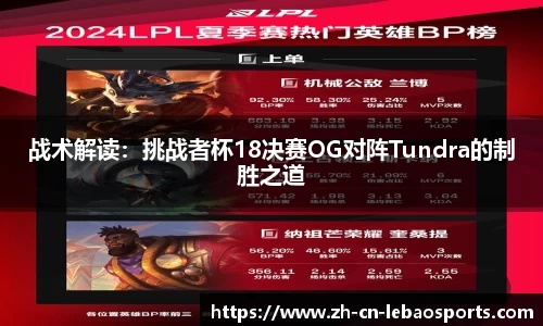 战术解读：挑战者杯18决赛OG对阵Tundra的制胜之道